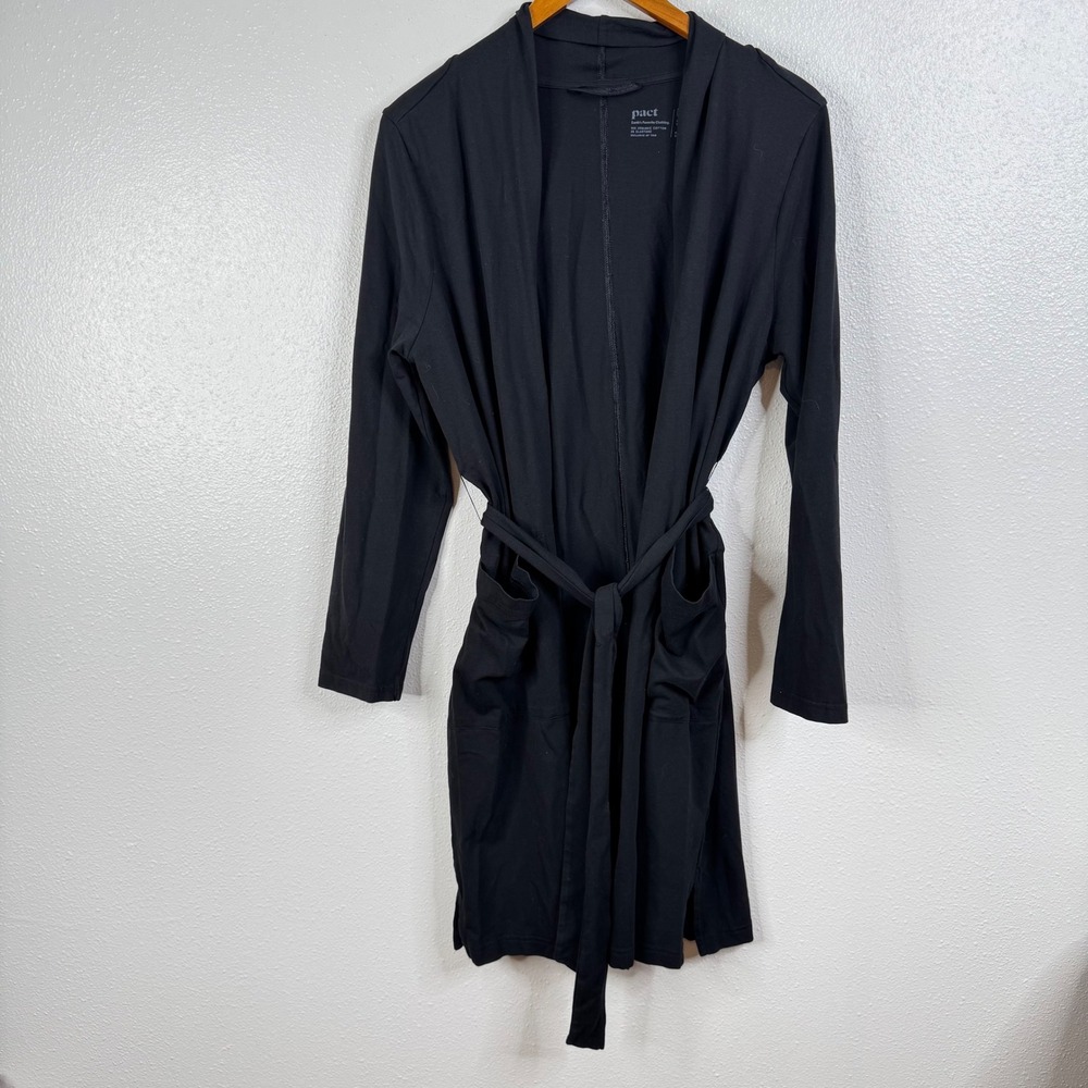 Pact Black Long Sleeve Robe with Belt